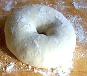 Bagel ready to be boiled